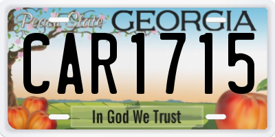 GA license plate CAR1715