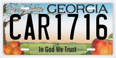 GA license plate CAR1716