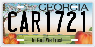 GA license plate CAR1721