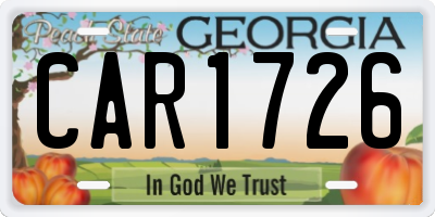 GA license plate CAR1726