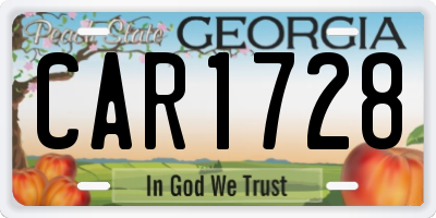 GA license plate CAR1728