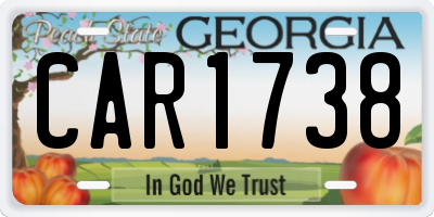 GA license plate CAR1738