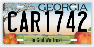 GA license plate CAR1742