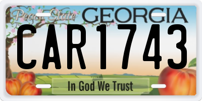 GA license plate CAR1743