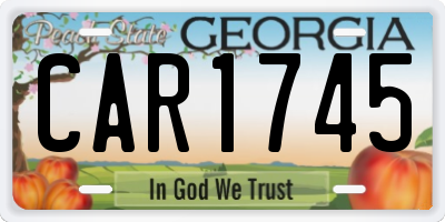 GA license plate CAR1745