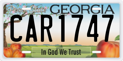 GA license plate CAR1747