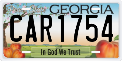 GA license plate CAR1754