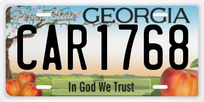 GA license plate CAR1768