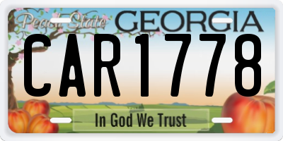 GA license plate CAR1778