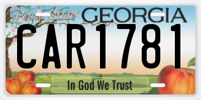 GA license plate CAR1781
