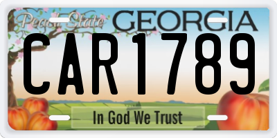 GA license plate CAR1789