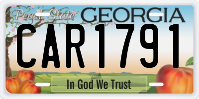 GA license plate CAR1791