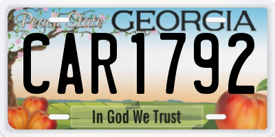 GA license plate CAR1792