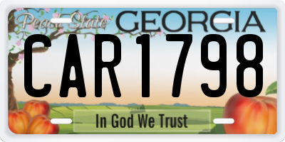 GA license plate CAR1798