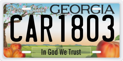 GA license plate CAR1803