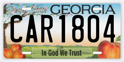 GA license plate CAR1804