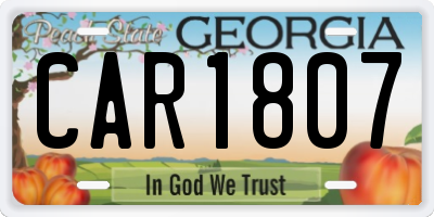 GA license plate CAR1807