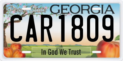 GA license plate CAR1809