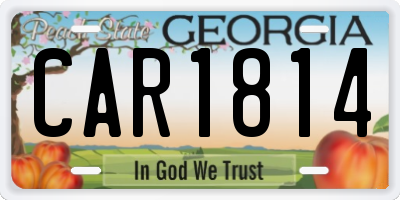 GA license plate CAR1814
