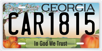 GA license plate CAR1815