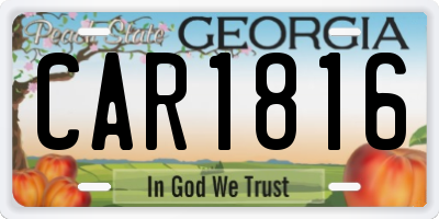 GA license plate CAR1816