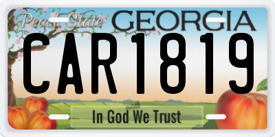 GA license plate CAR1819