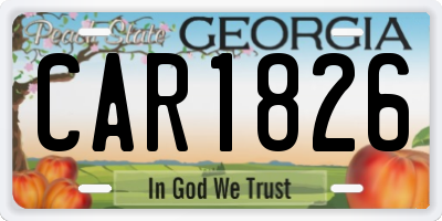 GA license plate CAR1826