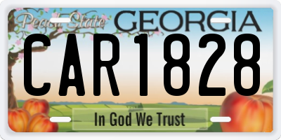 GA license plate CAR1828