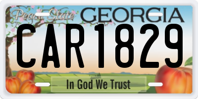 GA license plate CAR1829