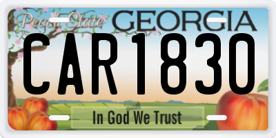 GA license plate CAR1830