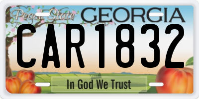 GA license plate CAR1832