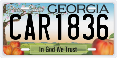 GA license plate CAR1836