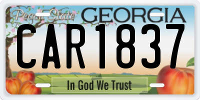 GA license plate CAR1837