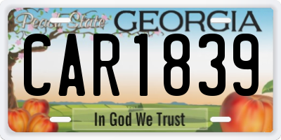 GA license plate CAR1839