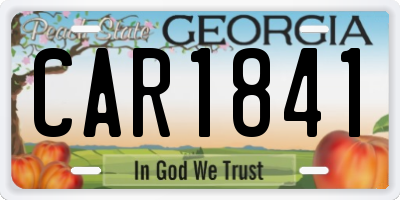 GA license plate CAR1841