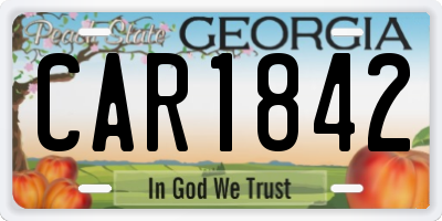 GA license plate CAR1842
