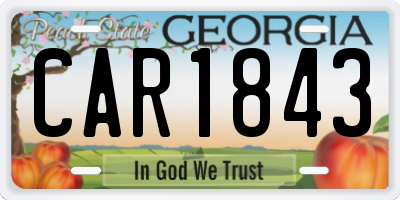 GA license plate CAR1843
