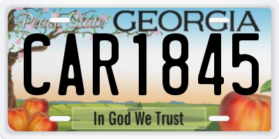 GA license plate CAR1845