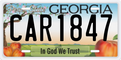 GA license plate CAR1847