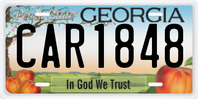 GA license plate CAR1848