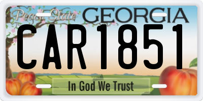 GA license plate CAR1851