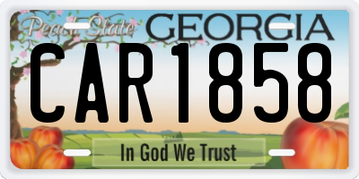 GA license plate CAR1858