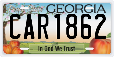 GA license plate CAR1862