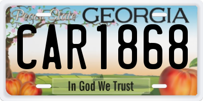 GA license plate CAR1868