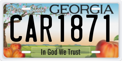 GA license plate CAR1871