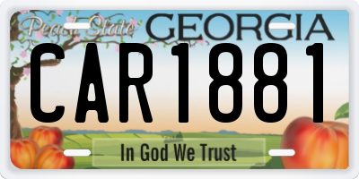 GA license plate CAR1881