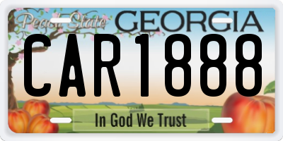 GA license plate CAR1888