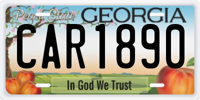 GA license plate CAR1890