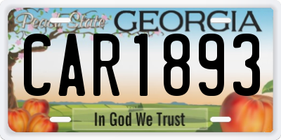 GA license plate CAR1893