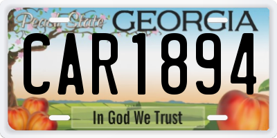 GA license plate CAR1894